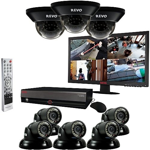REVO America R164D3GT5GM21-2T 16-Channel 2TB DVR Surveillance System with Eight 700TVL 100-Feet Night Vision Cameras and 21.5-Inch Monitor (Black)