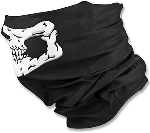 Seamless Multi Function Skull Tube Tubular Half Face Mask Headband Headwear Bandana Neck Warmer Black