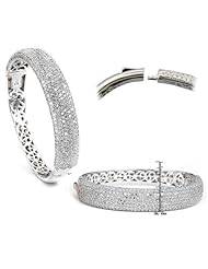 Sterling Silver with Cubic Zirconium Locking Clasp Bangle
