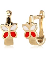 Girls 14k Yellow Gold Enamel Butterfly Earrings