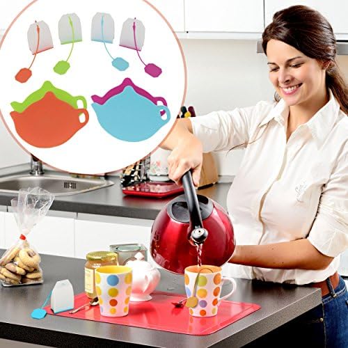 2 Piece Silicone Loose Leaf Tea Infuser Steeper Strainer Diffuser and Bag Holder Set, Great for Gifts, Party Supplies, Cup Cover and Gourmet Teas