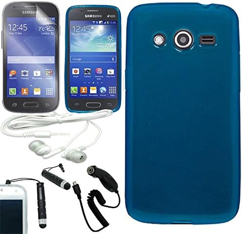 [ARENA] SOLID BLUE FULL TPU RUBBER FROSTED SKIN COVER FITTED SOFT GEL CASE for SAMSUNG GALAXY AVANT G386 + FREE ARENA ACCESSORY KIT