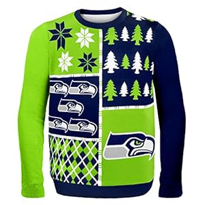 NFL Seattle Seahawks Busy Block Ugly Sweater, X-Large, Green