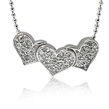 Crystal Stud Triple Heart Link Necklace Fashion Jewelry