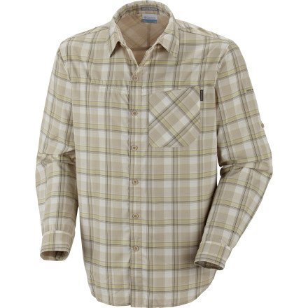 Columbia Men's Insect Blocker Plaid Long Sleeve Shirt, Fossil, XX-Large On Sale