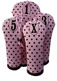 Jaci's Gem Collection By Luco Sport Pink Diamond Polka Dot Golf Head Cover Set of 4