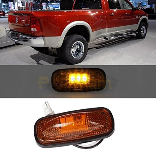 Partsam For 03-09 DODGE RAM 3500 LED Front/Amber Side Fender Marker Dually Bed Lights