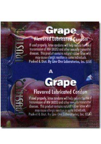 Line One Laboratories Trustex Condom, Grape, 6 packages of 3