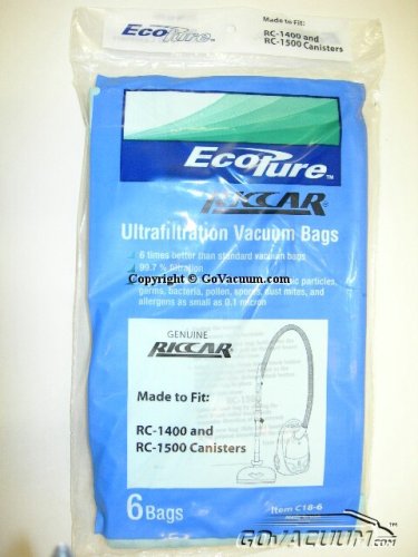 Riccar RC-1500 Canister Filter Vacuum Bag Antimicrobal Also will Fit Riccar 1700, and 1800 Canisters