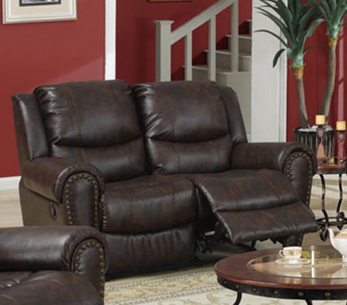 Recliner Loveseat in Brown Finish by Poundex