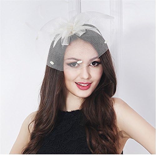 GuaGuaEgg Sinamay Fascinator Hat Feather Hair Clip Party Pillbox Hat