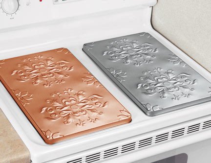VINTAGE EMBOSSED METAL BURNER COVERS - COPPER (SET OF 2)