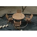 Bahama 5 Piece Round Folding Table Set with Andrew Armchair