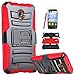 Alcatel One Touch Pop Icon 2 LTE A846L Armor Case, The3Knights[TM] Armor Shock Proof Heavy Duty Stand Cases with Swivel Belt Clip Cover + Stylus + Premium Screen Guard (RED)