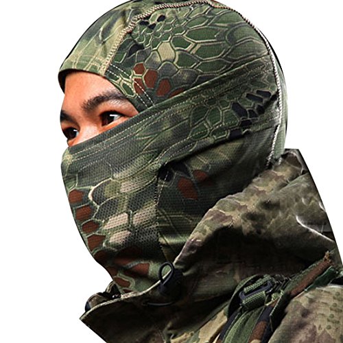 Yoyorule Camouflage Army Cycling Motorcycle Cap Balaclava Hats Full Face Mask (Green)