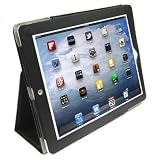 Fosmon Slim Fit Folio Case with Built-in KickStand for Apple iPad 3 (The New iPad 4G LTE Latest 2012)/ iPad 2nd Gen Wifi 3G - Black (Fosmon Metal Stylus Included)
