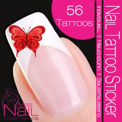 Nail Tattoo Sticker Schmetterling - rot Preisvergleich