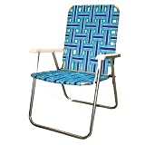 Lawn Webbed Steel Beach Chair - Blue/blue Stripe