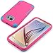 S6 Case, LK [Combo Armor] Hard PC Cover with Soft Silicone Case Hybrid Defender Shockproof Protective Case for Samsung Galaxy S6 [Hot Pink / Blue]