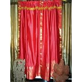 PairofRedSilkSariCurtainsDrapesPanels84