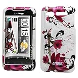 EMPIRE White with Purple Flowers Design Hard Case Cover for Verizon HTC Mer ....