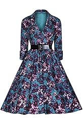 Polyester Bubble Dress Vintage Floral Print Party Dress 