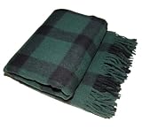 Polo Ralph Lauren Equestrian Wool Vintage Tartan Plaid Green Black Blanket