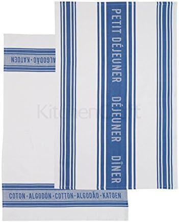 Kitchen Craft Jacquard Navy Blue Set of 2 Tea Towels
