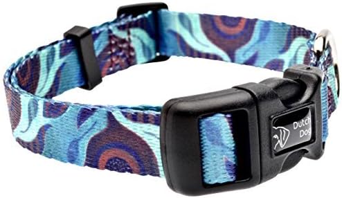 Dutch Dog Amsterdam Fashion Dog Collar, 15 to 20-Inch, Aqua Flora by Dutch Dog Amsterdam
