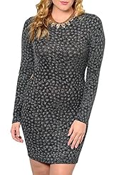 Plus Size Sexy Fitted Open-Back Metallic/Polyester/Spandex Club Dress 