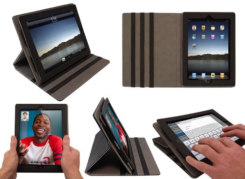 SD TabletWear LuxFolio iPad 2, New iPad 3 Luxury Black Leather Case - With Sleep Sensor Support