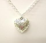 Metal Romantic Puffed Heart Pendant on Metal Chain