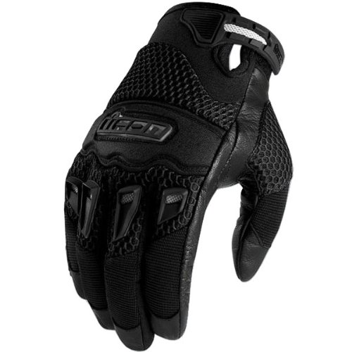 Icon Twenty-Niner Men's Leather/Mesh Street Bike Motorcycle Gloves - Black / Large