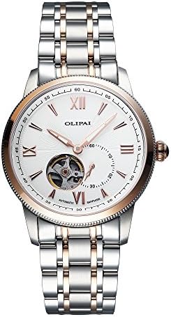 OLIPAI Men's Businiess Mechanical Wrist Watches With Steel Band Silver