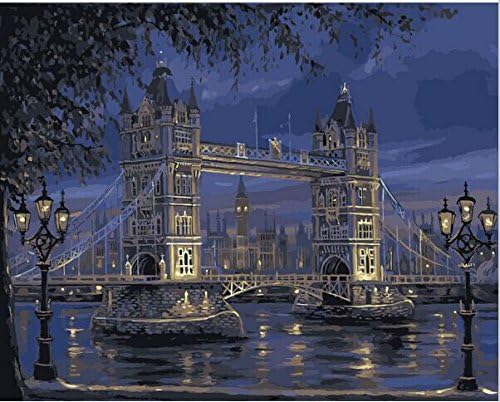Fanya Oil Painting for Beginners, Paint by numbers,London Bridge,With Wooden frame,16x20 Inches