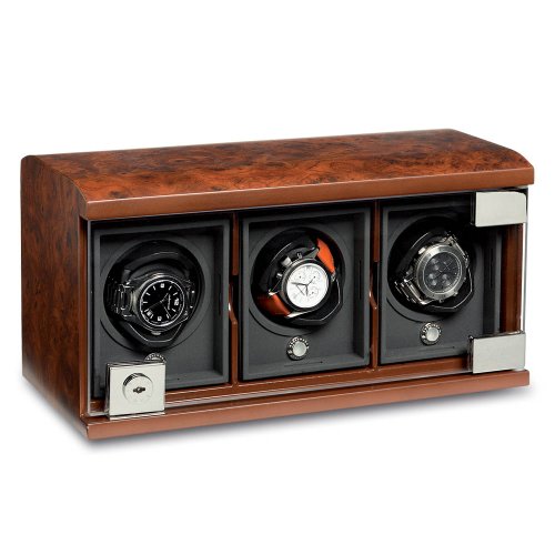 Triple Briarwood Watch Winder - Rotobox by Underwood
