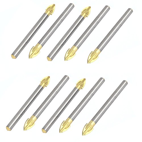 uxcell 6mm 1/4 Inch Round Shank 8mm Tip Glass Tiles Ceramic Drill Bit 10pcs