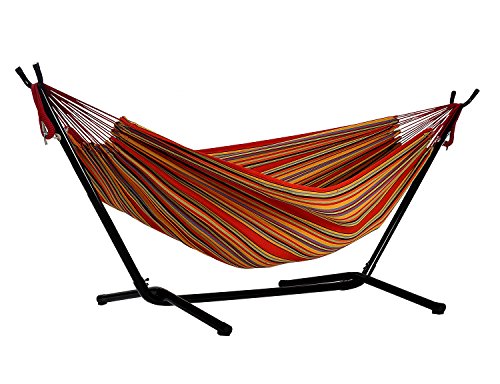 Afranker Double Hammock with Space-Saving Steel Stand Techno