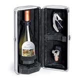 Echo Platinum Picnic Time Wine Case - Wood with Aluminum Exterior - Burgundy Velvet Lined Insulated Interior