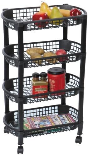 MBR Industries ST-31510 4-Tier Rolling Kitchen Cart - Black by MBR INDUSTRIES