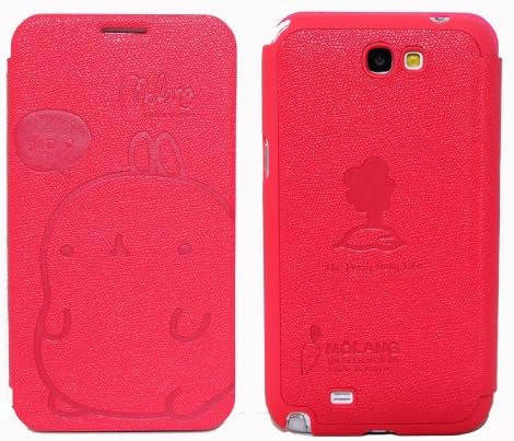 MOLANG Premium Leather Flip Case Cover For Samsung Galaxy Note 2 II  N7100 i317 and T889 (HotPink)