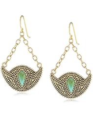 Barse "Village" Genuine Turquoise Bronze Crescent Drop Earrings