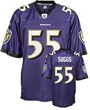 Terrell Suggs Jersey: Reebok Purple Replica #55 Baltimore Ravens Jersey - Medium