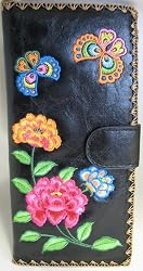 Spring Garden Wallet Flowers & Butterflies Black