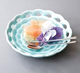 深海青磁透しフルーツ皿　3個組 【美濃焼　和皿】