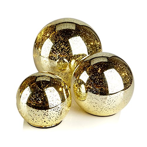 Set of 3 Winter Lane Glass LED Lighted Orbs Table Top Holiday Ornaments Gold Set of 3 Winter Lane Glass LED Lighted Orbs Table Top Holiday Ornaments Gold