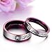 INBLUE Men,Women's Wide 4mm 6mm Stainless Steel Band Ring CZ Silver Tone Purple Couple Wedding Promise