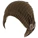 Winter Slouchy Ribbed Knit Beanie Button Ski Hat Brown