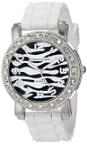 Cerentino Women's CR104-WHT  White Silicone Rubber Zebra Print Dial Watch