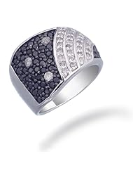 1.35 CT Black Diamond Ring in Sterling Silver in Size 7
